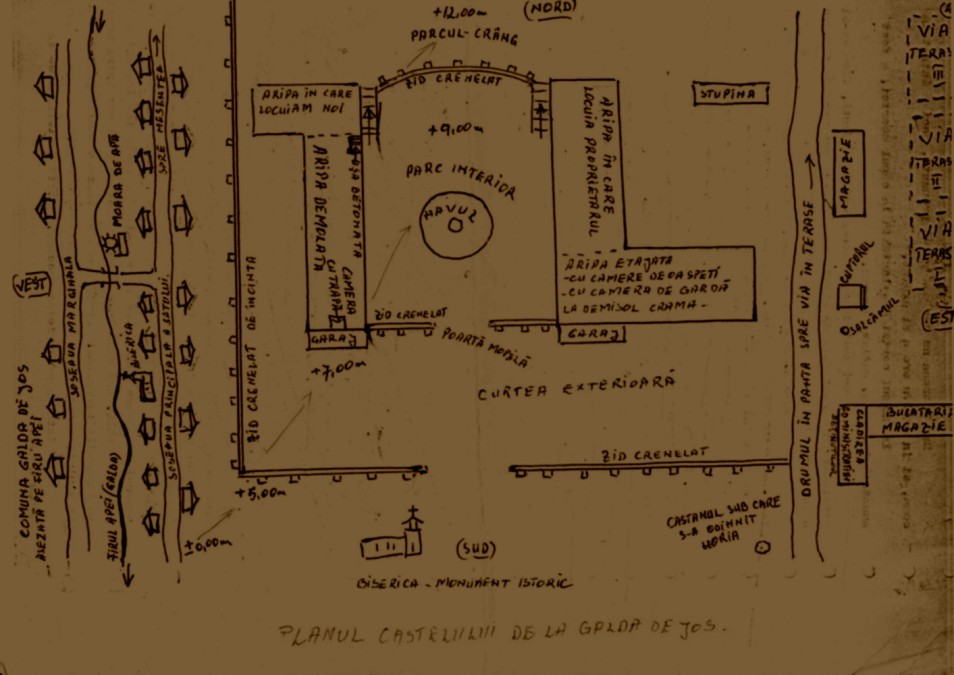 Planul Spitalului-penitenciar Targu Ocna, desenat de Virgil Maxim, fost detinut politic